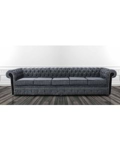 Chesterfield 5 Seater Sofa Settee Carlton Charcoal And Black Fabric In Classic Style