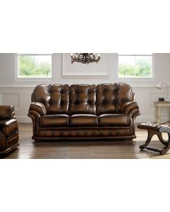 Chesterfield Antique Autumn Tan Leather Sofa Suite In Knightsbr­idge Style
