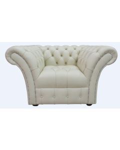Chesterfield Armchair Buttoned Seat Shelly Almond Cream Leather In Balmoral Style