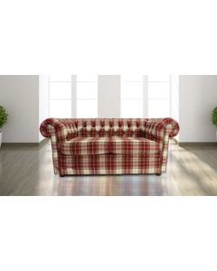 Chesterfield Arnold Wool 2 Seater Sofa Settee Fernie Red Tweed Check In Classic Style