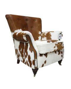 Chesterfield Chatsworth Hair On Hide Vintage Brown Leather Armchair