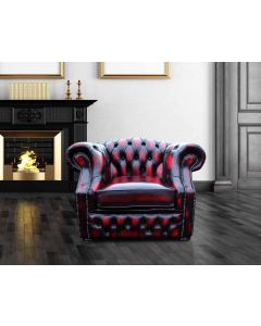 Chesterfield Club Armchair Antique Oxblood Red Leather Bespoke In Buckingham Style