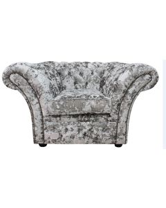 Chesterfield Club Armchair Lustro Argent Velvet Fabric In Balmoral Style