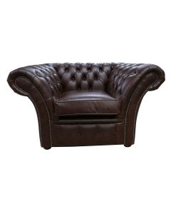 Chesterfield Club Chair New England Dark Brown Leather In Balmoral Style 