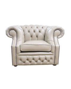 Chesterfield Club Chair Vele Pebble Real Leather In Buckingham Style