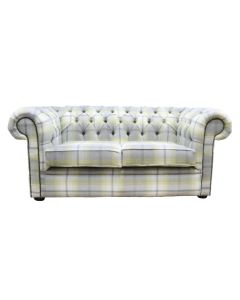 Chesterfield Genuine Tartan 2 Seater Sofa Balmoral Citrus Green Fabric In Classic Style