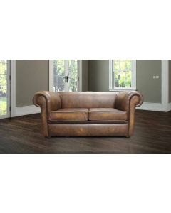 Chesterfield Handmade 1930's 2 Seater Sofa Settee Antique Gold Real Leather In Classic Style