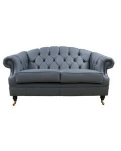 Chesterfield Handmade 2 Seater Sofa Settee Piping Grey Leather In Victoria Style