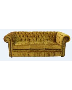 Chesterfield Handmade 3 Seater Sofa Settee Modena Gold Velvet Fabric In Classic Style