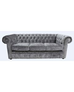 Chesterfield Handmade 3 Seater Sofa Settee Modena Smoke Grey Velvet Fabric In Classic Style