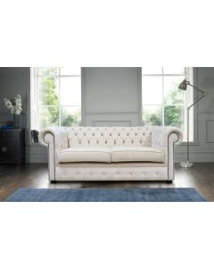 Chesterfield Handmade 3 Seater Sofa Settee Pimlico Cream Fabric In Classic Style