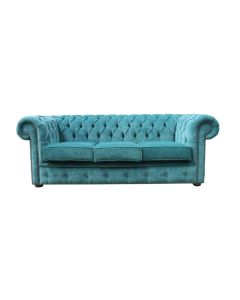 Chesterfield Handmade 3 Seater Sofa Settee Pimlico Petrol Fabric In Classic Style
