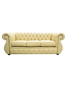 Chesterfield Handmade 3 Seater Sofa Shelly Deluca Yellow Leather In Kimberley Style