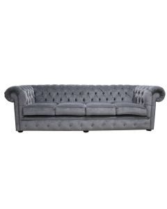 Chesterfield Handmade 4 Seater Sofa Pimlico Carbon Grey Fabric In Classic Style