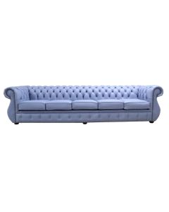 Chesterfield Handmade 5 Seater Shelly Iceblast Blue Leather Sofa In Kimberley Style