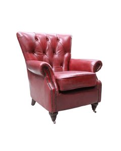 Chesterfield Handmade Chatsworth Armchair Vintage Rouge Red Distressed Real Leather 