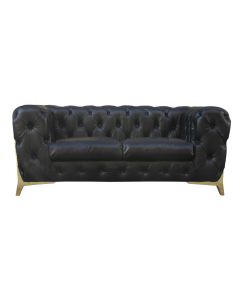 Chesterfield Handmade Piloti 2 Seater Sofa Tufted Vintage Distressed Black Real Leather 