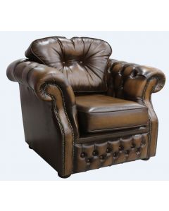 Chesterfield High Back Armchair Antique Tan Leather Bespoke In Era Style