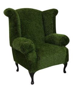 Chesterfield High Back Wing Chair Grass Bespoke In Queen Anne Style