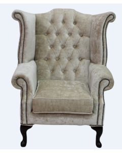 Chesterfield High Back Wing Chair Modena Camel Velvet In Queen Anne Style
