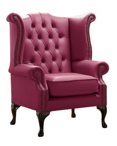 Chesterfield High Back Wing Chair Shelly Anemone Leather Bespoke In Queen Anne Style