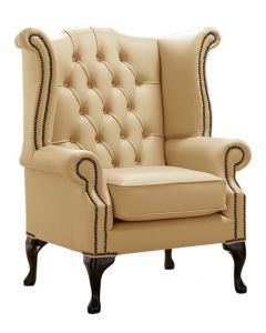 Chesterfield High Back Wing Chair Shelly Angel Leather Bespoke In Queen Anne Style