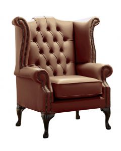 Chesterfield High Back Wing Chair Shelly Castagna Leather Bespoke In Queen Anne Style