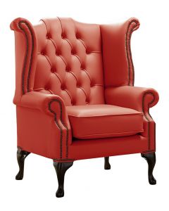 Chesterfield High Back Wing Chair Shelly Horizon Leather Bespoke In Queen Anne Style