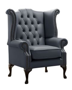 Chesterfield High Back Wing Chair Shelly Knight Leather Bespoke In Queen Anne Style