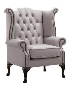 Chesterfield High Back Wing Chair Shelly Owl Leather Bespoke In Queen Anne Style