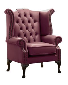 Chesterfield High Back Wing Chair Shelly Philly Leather Bespoke In Queen Anne Style
