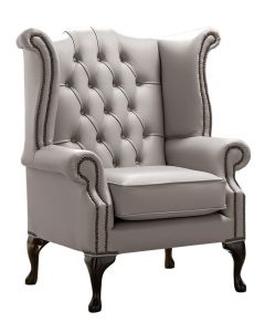 Chesterfield High Back Wing Chair Shelly Rocking Leather Bespoke In Queen Anne Style