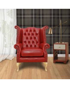 Chesterfield High Back Wing Chair Vele China Red Bespoke In Queen Anne Style  