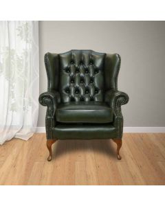 Chesterfield Highclere Wing Chair Antique Green Leather In Mallory Style