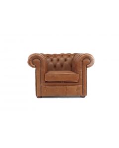 Chesterfield Handmade Low Back Club ArmChair Old English Tan Real Leather In Classic Style