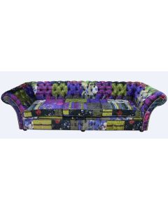 Chesterfield Patchwork 4 Seater Sofa Settee London Multi Velvet In Balmoral Style