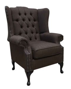 Chesterfield Prince's Flat Wing Queen Anne Chair Emporio Brown Fabric