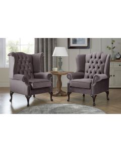 Chesterfield Queen Anne Beatrice + Carlton Flat Wing Armchairs Malta Lavender 02