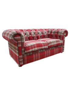 Chesterfield Tartan 2 Seater Sofa Balmoral Red Fabric In Classic Style