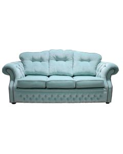 Chesterfield Traditional 3 Seater Sofa Pimlico Aqua Blue Fabric In Era Style