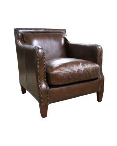Chichester Handmade Vintage Stud Armchair Distressed Brown Real Leather 
