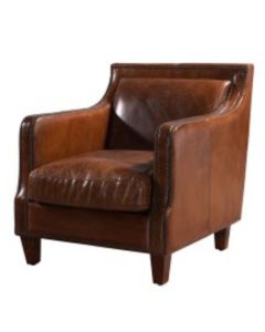 Chichester Vintage Stud Armchair Distressed Brown Real Leather 