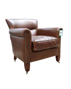 Classic Handmade Armchair Distressed Brown Real Leather 