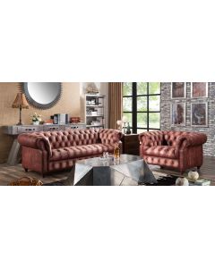 Collingwood Original Chesterfield Sofa Suite Vintage Distressed Real Leather 