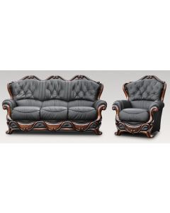 Dante Custom Made 3 Seater + Armchair Sofa Suite Italian Black Real Leather 