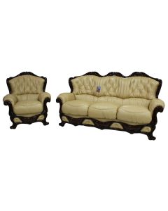 Dante Custom Made 3 Seater + Armchair Sofa Suite Italian Nut Real Leather 