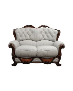 Dante Handmade 2 Seater Sofa Settee Italian Light Grey Real Leather 