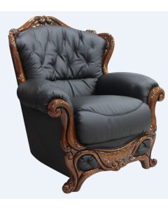 Dante Handmade Armchair Genuine Italian Sofa Real Black Leather 
