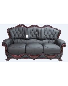 Dante Original 3 Seater Sofa Settee Italian Black Real Leather  