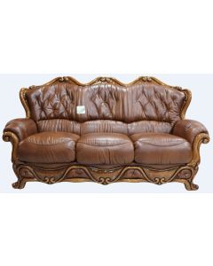Dante Original 3 Seater Sofa Settee Italian Tabak Brown Real Leather  
